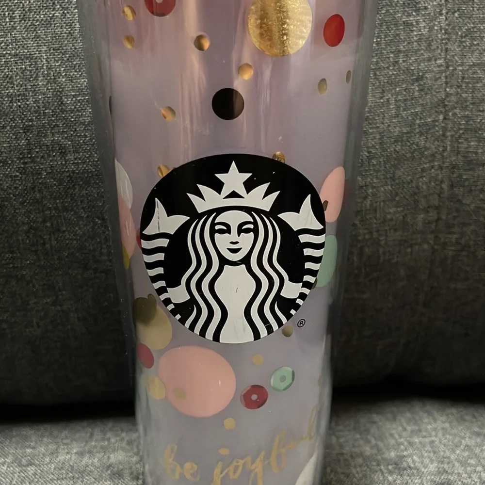 Starbucks Confetti Double Walled Be Joyful Tumbler with Straw